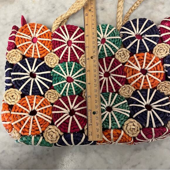 Artisan seagrass straw woven tote shoulder bag - Picture 6 of 8